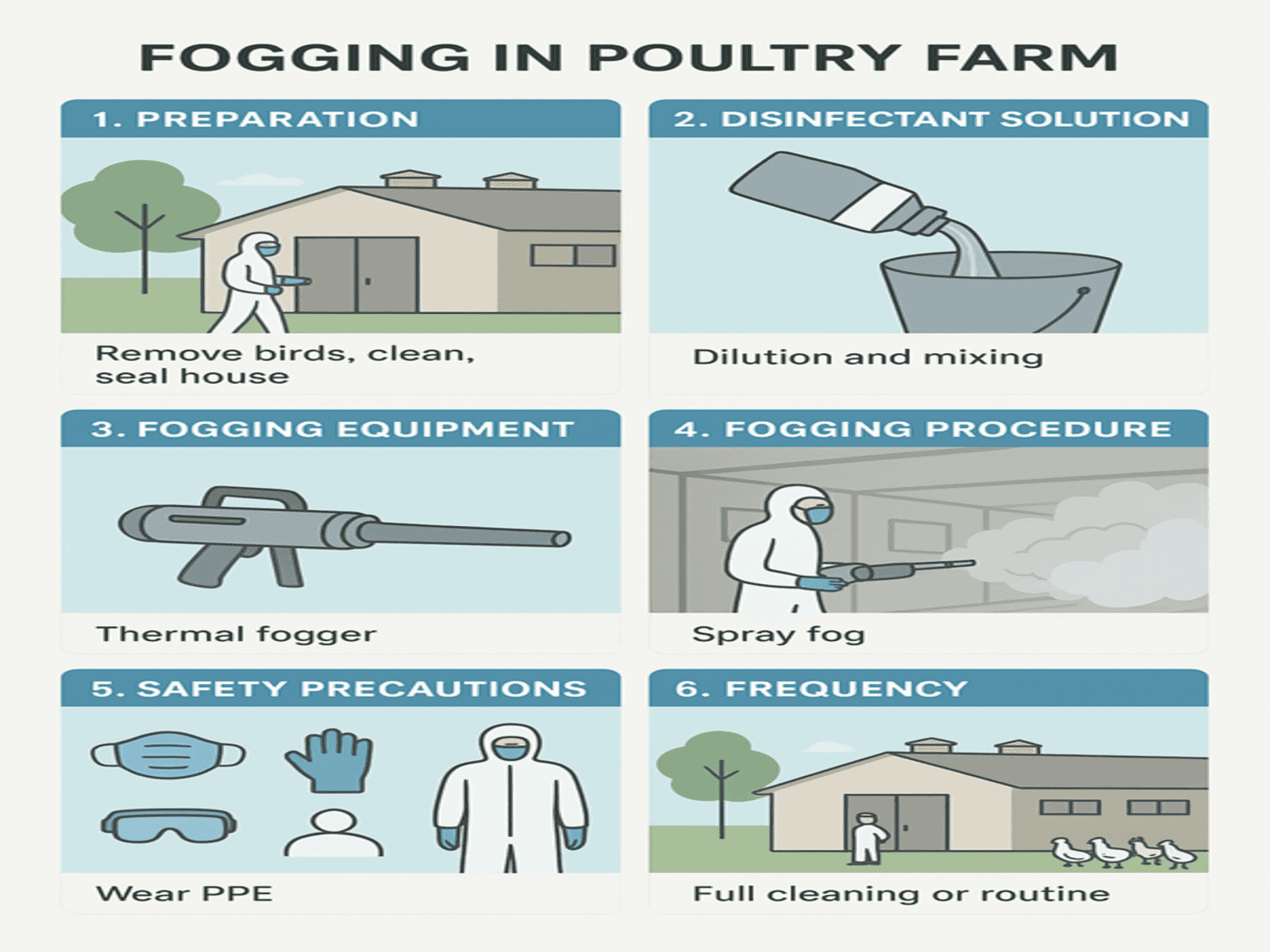 Bio Security in poultry farm—Fogging procedure of disinfectant