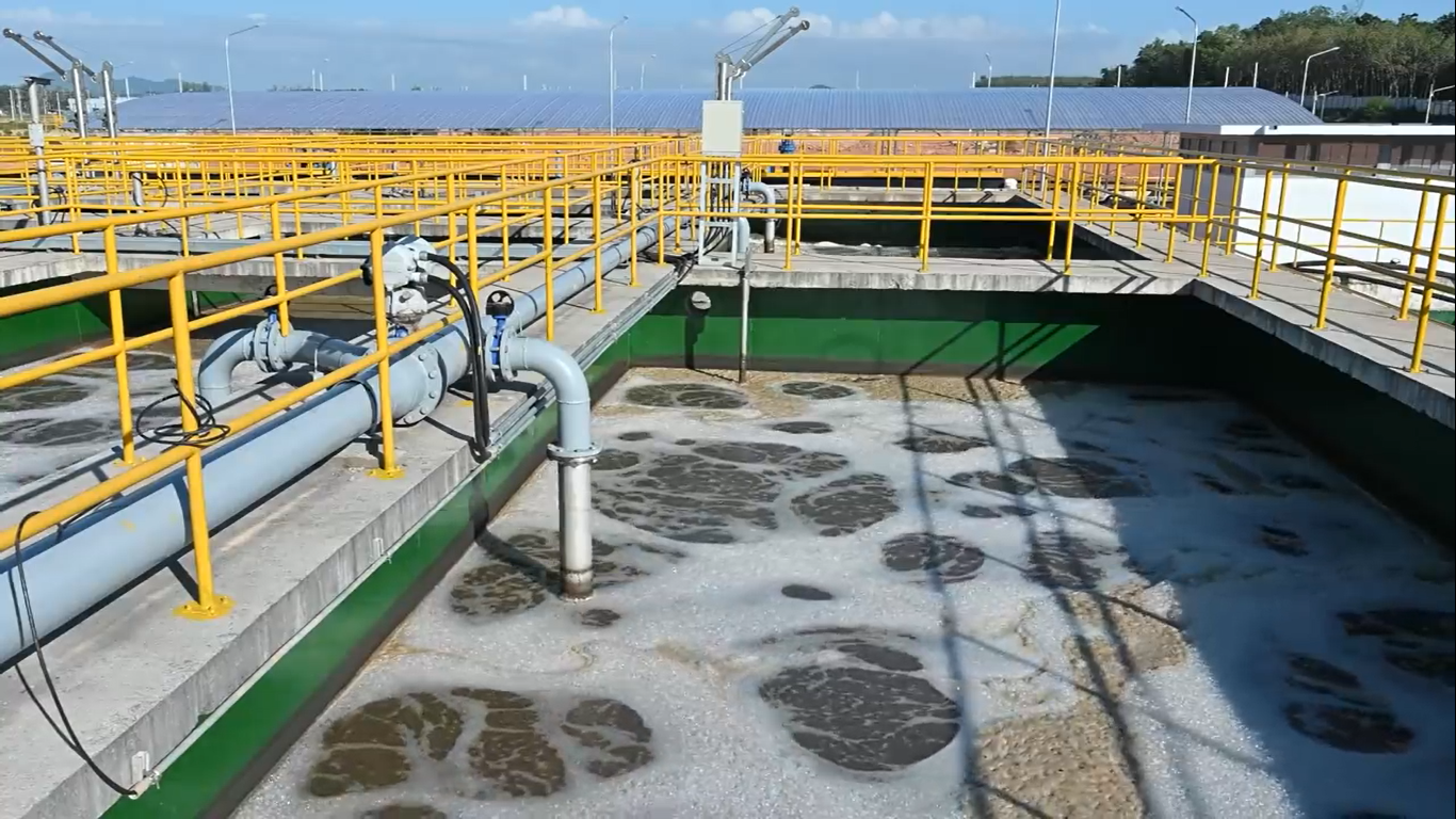 primary treatment of removing solids from the flow wastewater passes into large basins